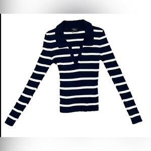 Milk And Honey Knitwear Blue And White striped Top Size M (0714)
